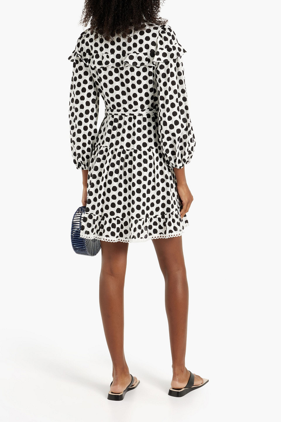 DIANE VON FURSTENBERG CHICAGO RUFFLED POLKA-DOT COTTON-JACQUARD MINI DRESS 3074457345634994162