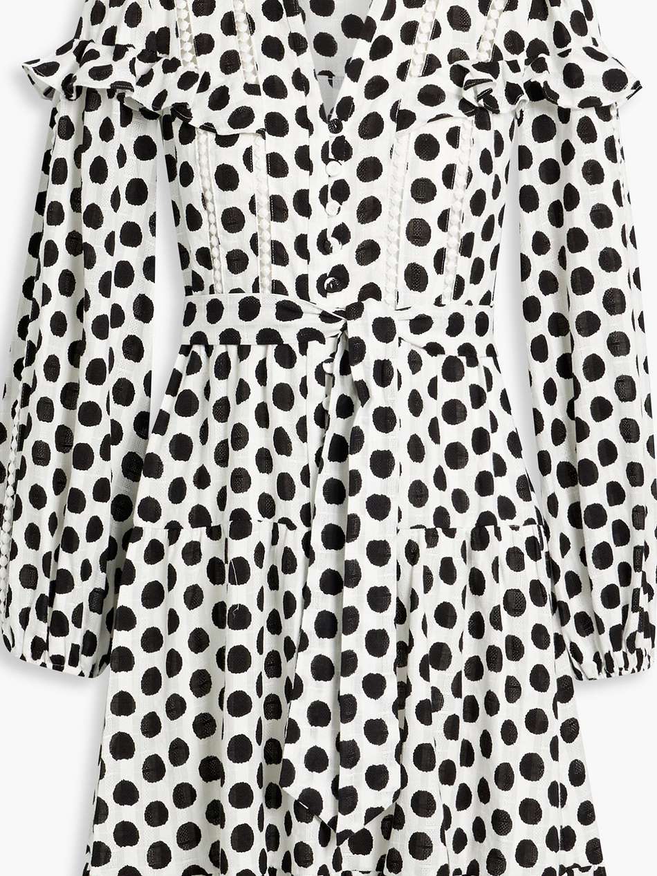 chicago ruffled polka-dot cotton-jacquard mini dress