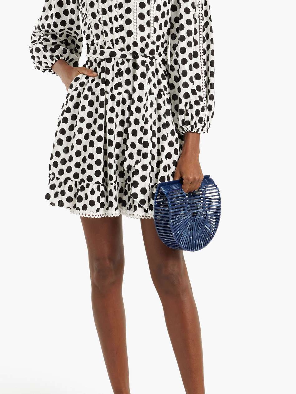 chicago ruffled polka-dot cotton-jacquard mini dress