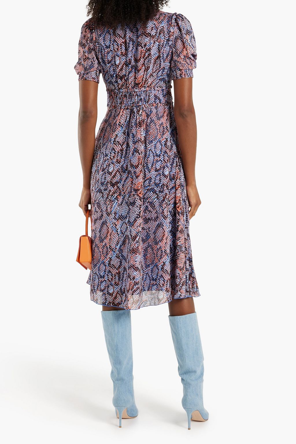 DIANE VON FURSTENBERG Fleur ruffled snake-print crepe de chine dress