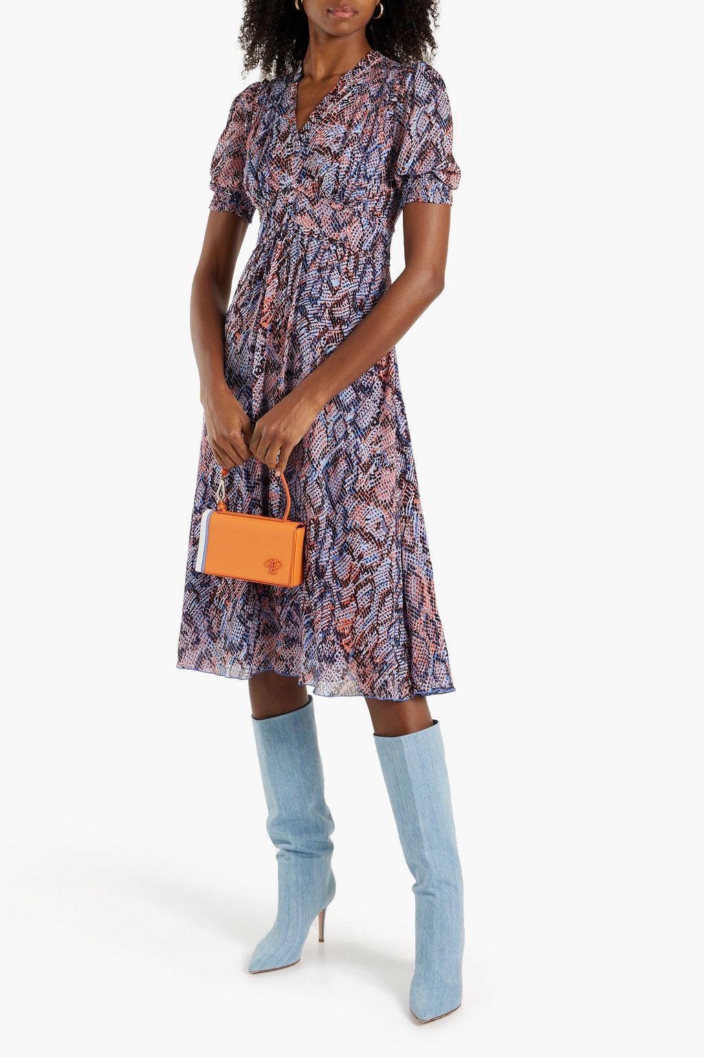 DIANE VON FURSTENBERG Fleur ruffled snake-print crepe de chine dress