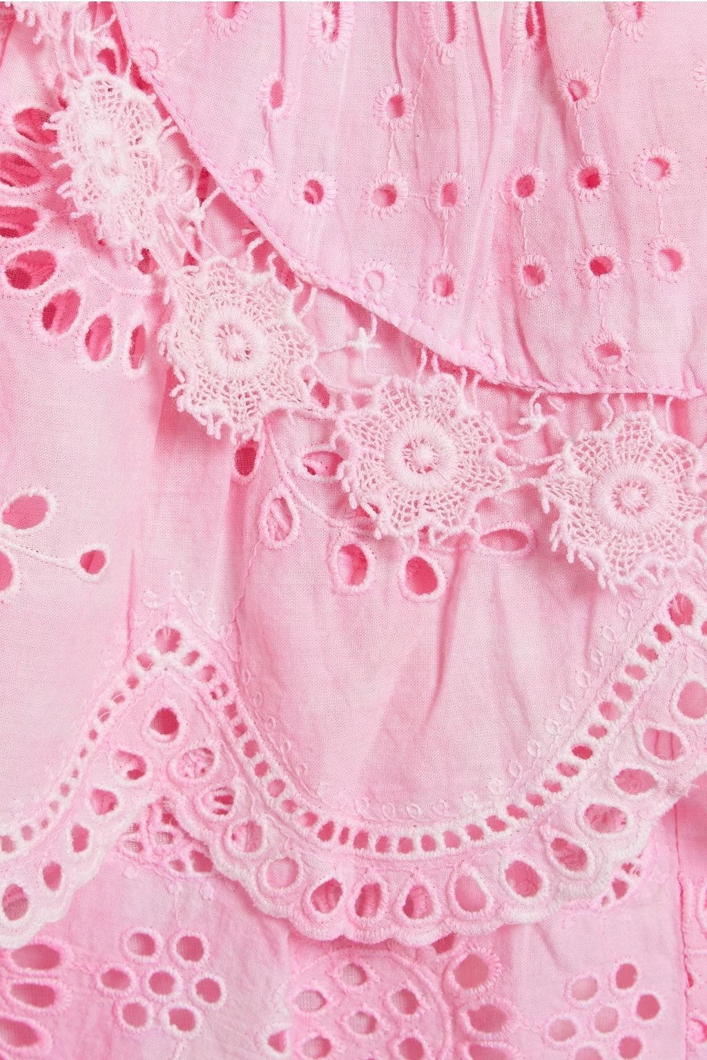 LOVESHACKFANCY Deanna shirred tie-dyed broderie anglaise cotton halterneck mini dress