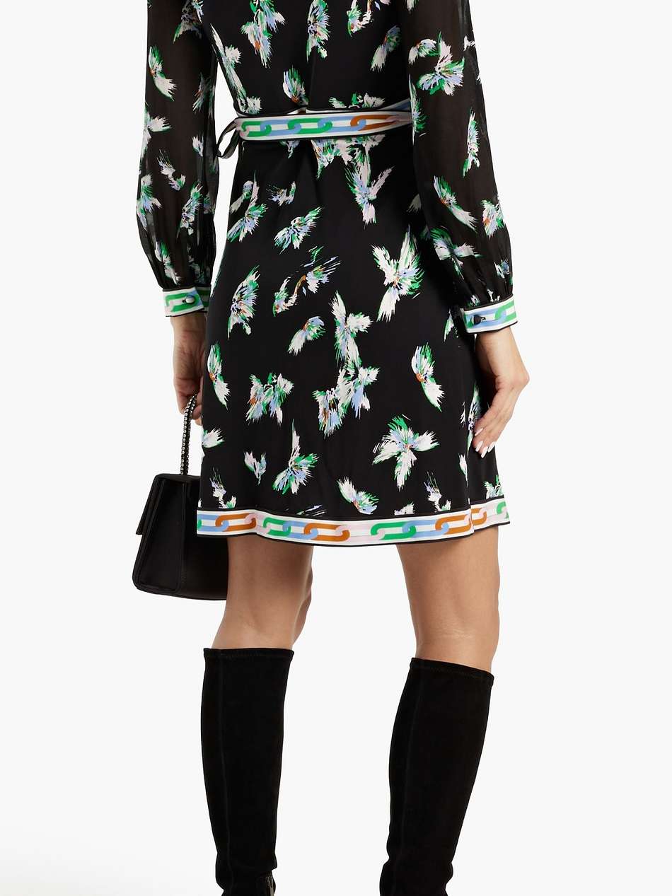 gala printed jersey mini wrap dress