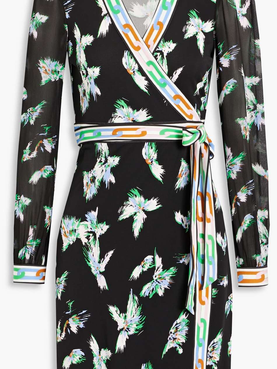 gala printed jersey mini wrap dress