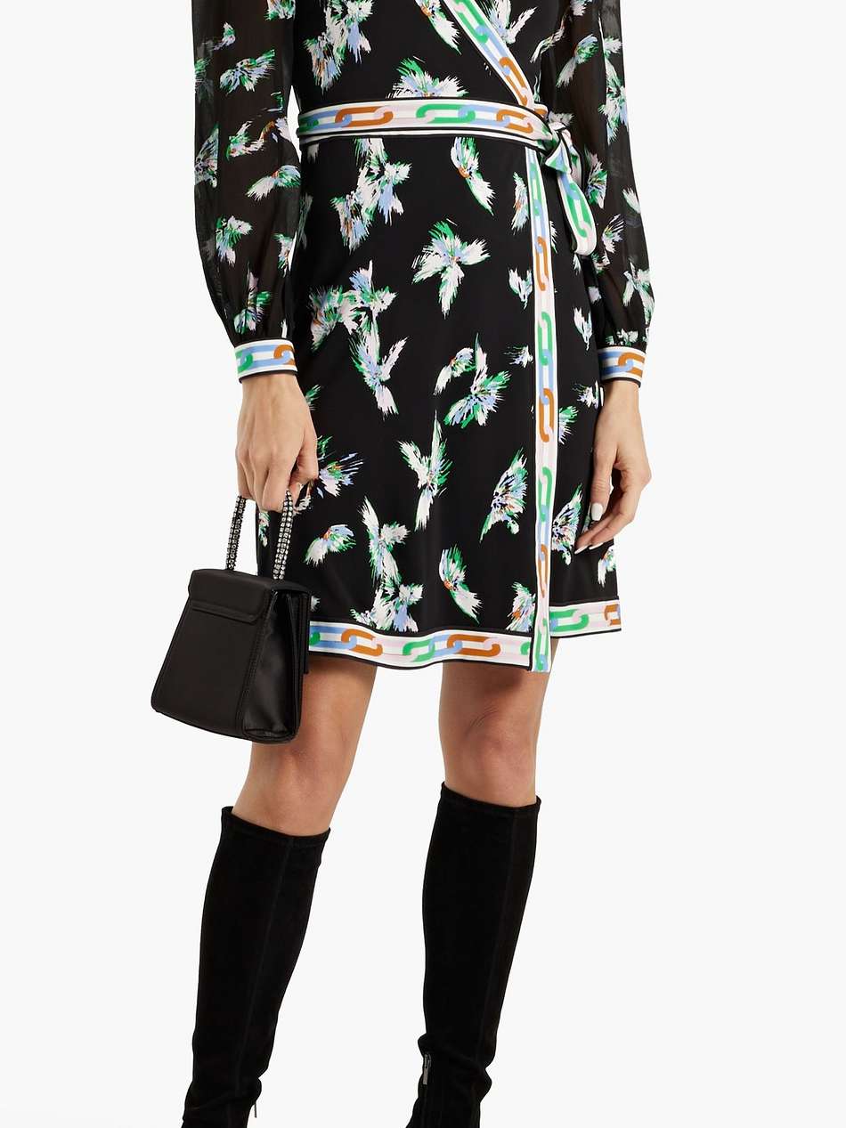 gala printed jersey mini wrap dress