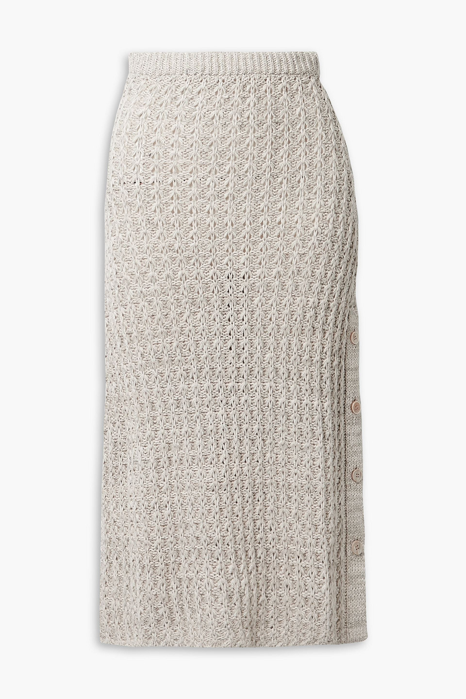 Brock Collection Open-knit linen and cotton-blend midi skirt
