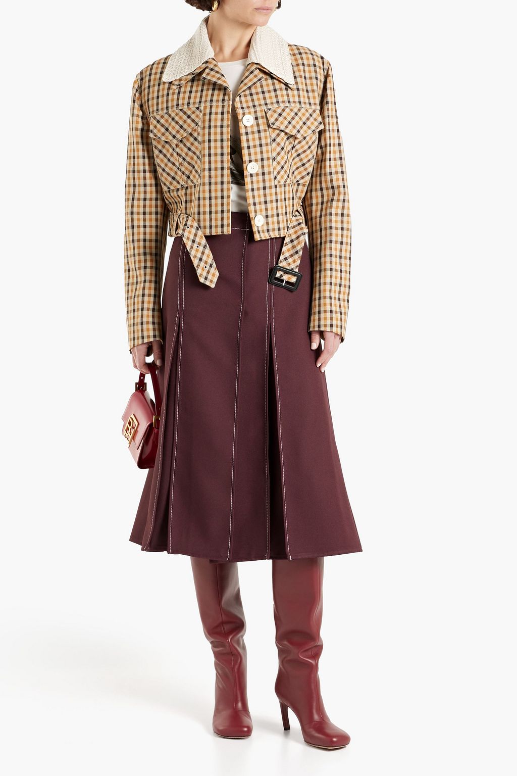 WALES BONNER Savanna pleated twill midi wrap skirt