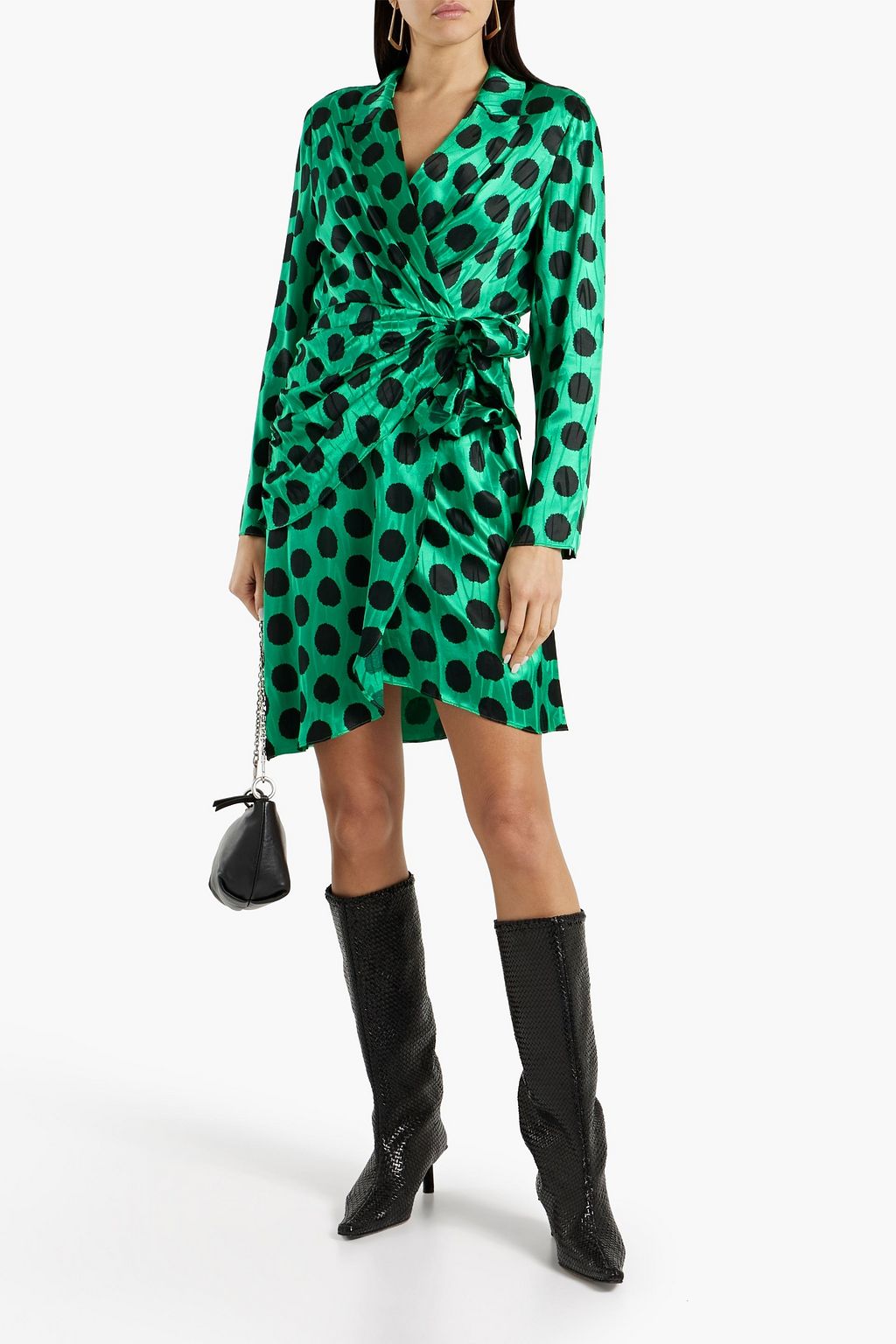 DIANE VON FURSTENBERG فستان قصير ’كوميت’ بتصميم ملفوف من الجاكار والساتان المنقط