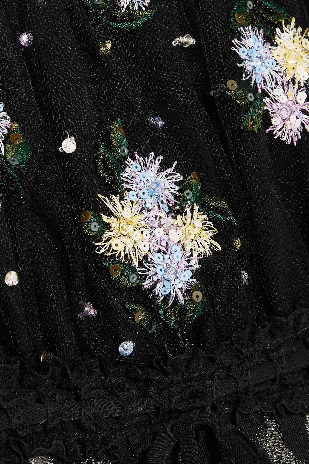 MIU MIU チュール&レオパードプリントジャカード ミニワンピース 刺繍