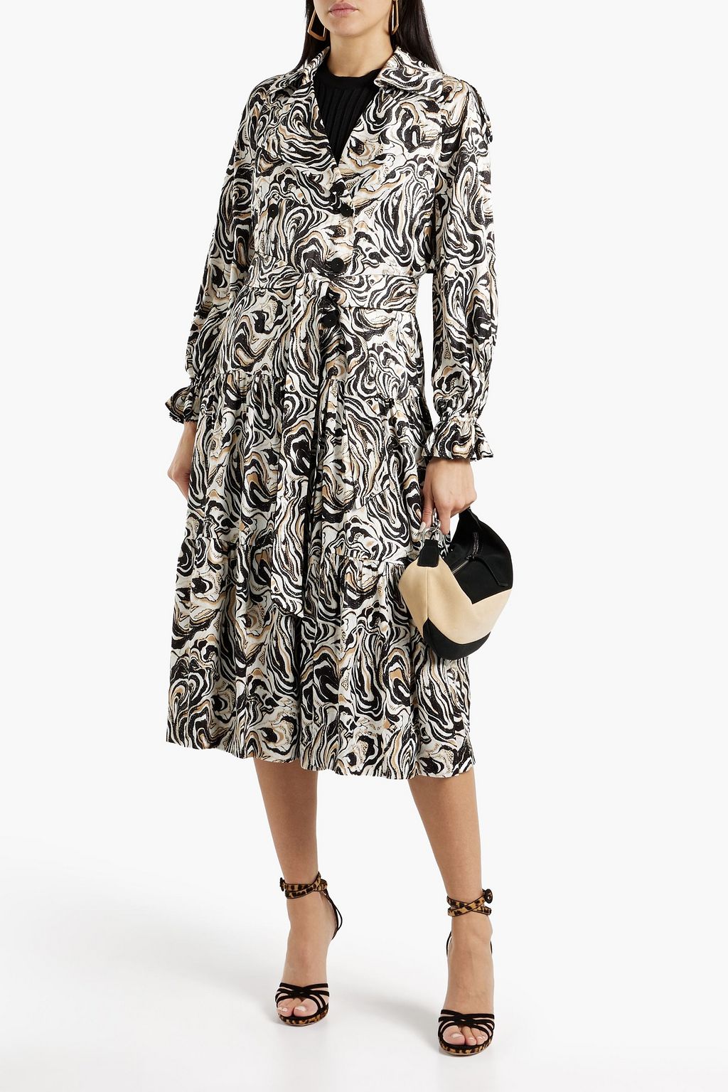 DIANE VON FURSTENBERG Danica double-breasted printed satin-jacquard midi dress