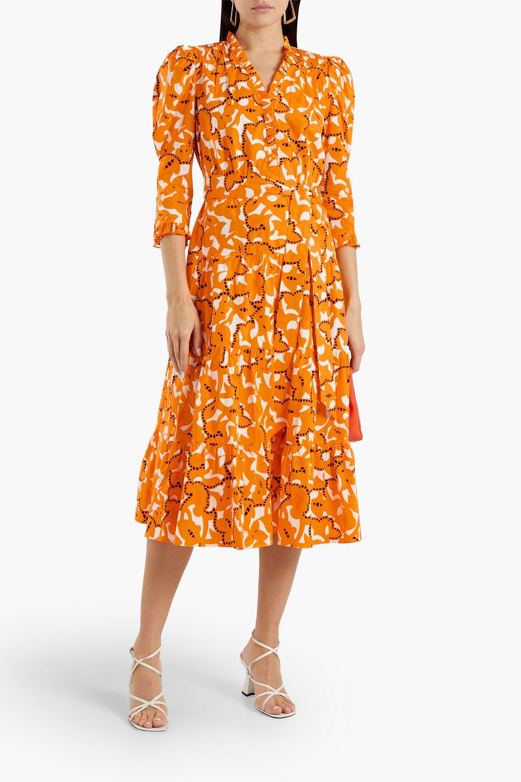 DIANE VON FURSTENBERG Leylani ruffled printed cotton-poplin midi dress ...