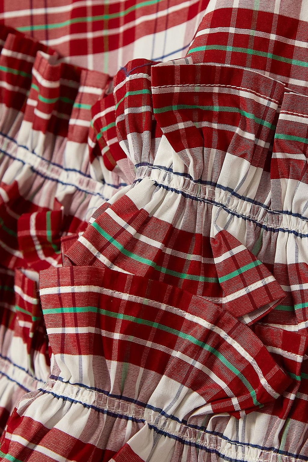 MOLLY GODDARD Ella ruffled checked cotton-blend mini skirt