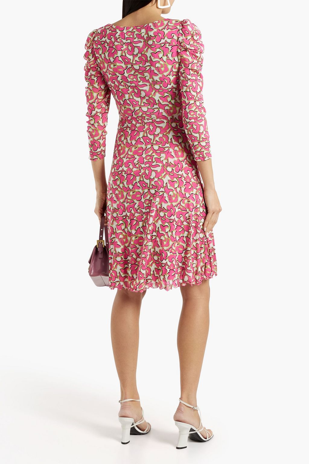 DIANE VON FURSTENBERG Merlot printed stretch-mesh dress
