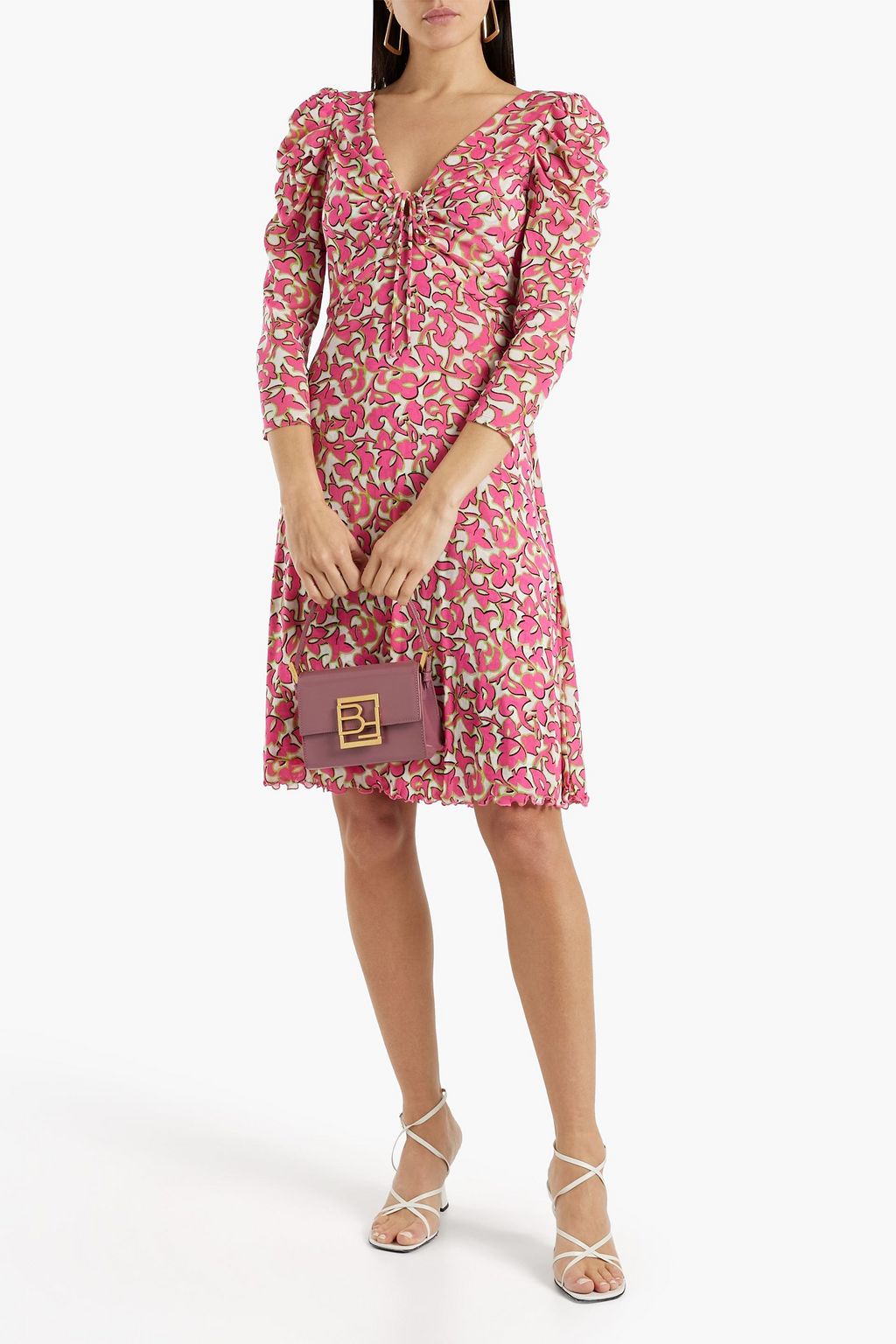 DIANE VON FURSTENBERG Merlot printed stretch-mesh dress