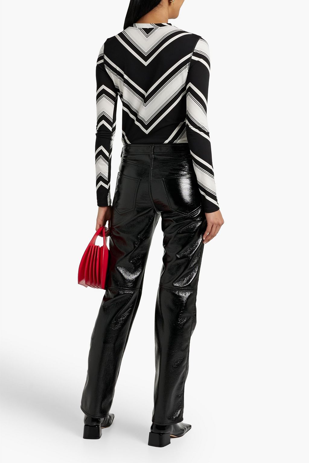 COMMISSION Striped stretch-jersey top