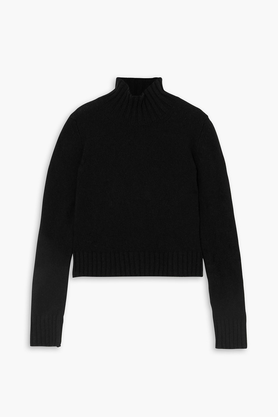 And-daughter Fintra Cropped Wool Turtleneck Sweater In Black