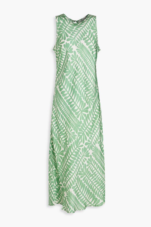 Valencia printed silk-twill midi dress