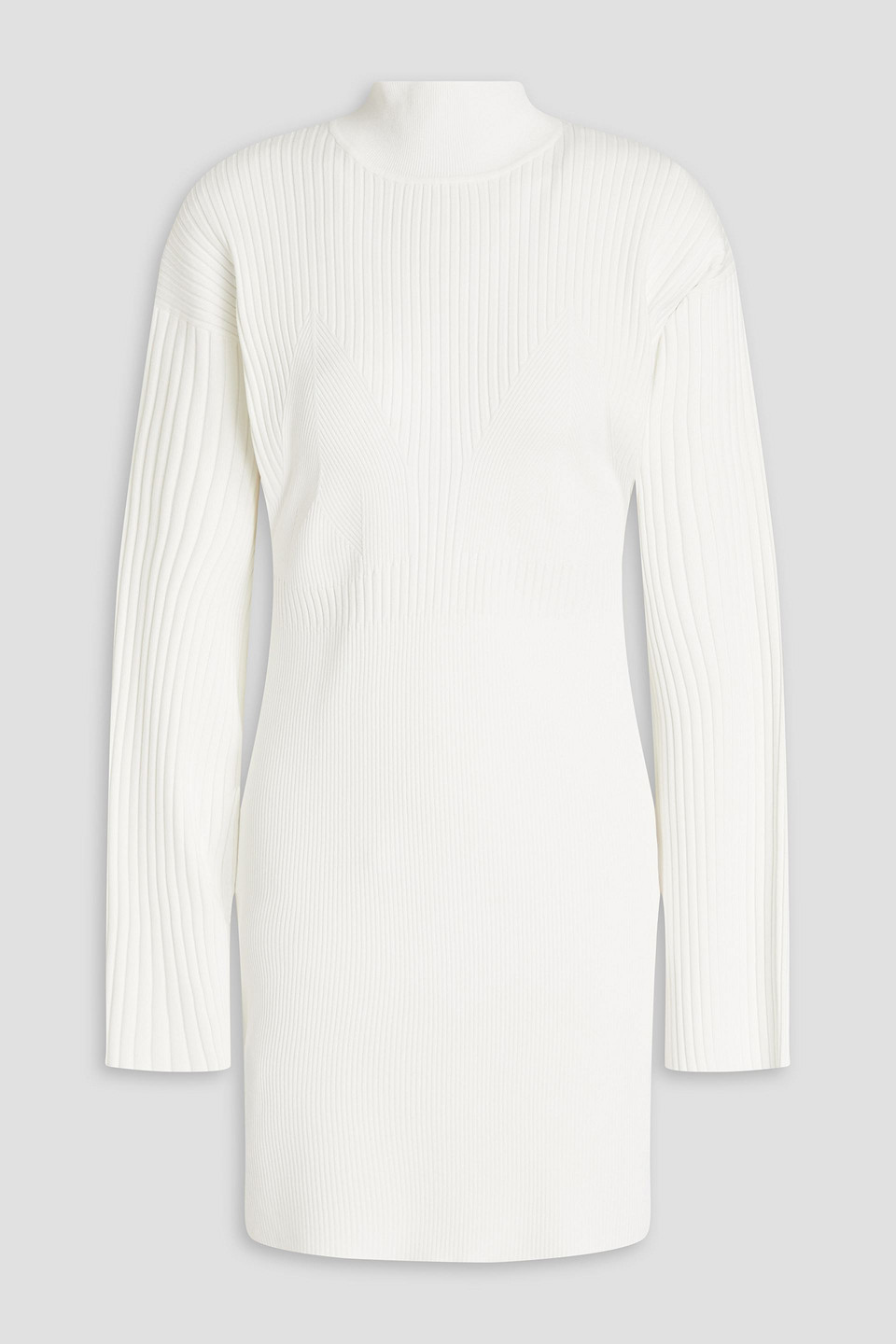 Herve Leger Ribbed-knit Mini Dress In White