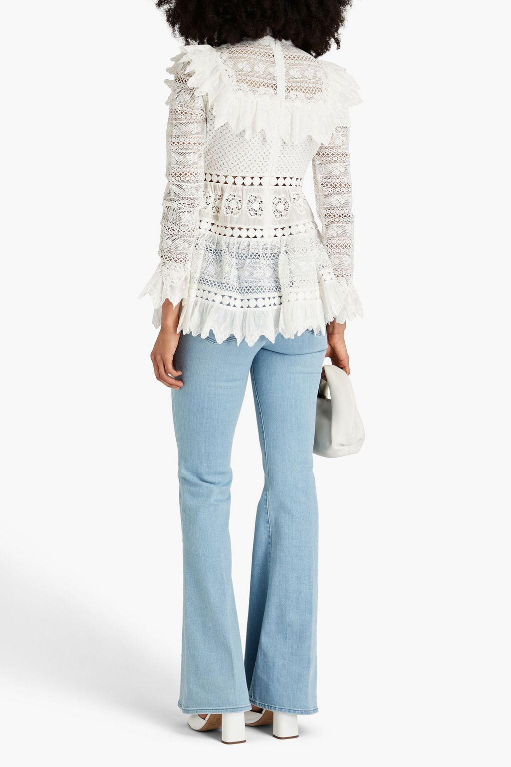 ZIMMERMANN Prima ruffled crocheted lace turtleneck top