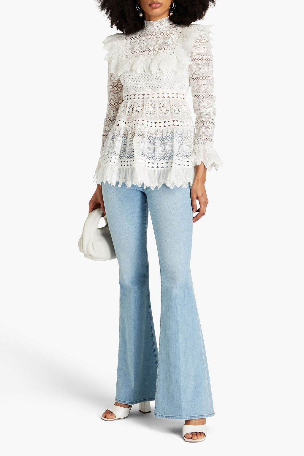 ZIMMERMANN Prima ruffled crocheted lace turtleneck top