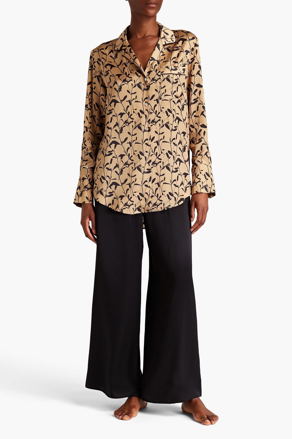 ASCENO The Paris printed silk-satin shirt