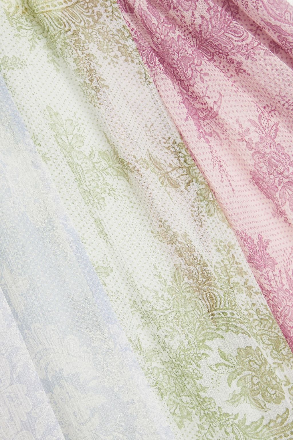 ZIMMERMANN シルククレポン ミニワンピース ギャザー入り フローラルプリント