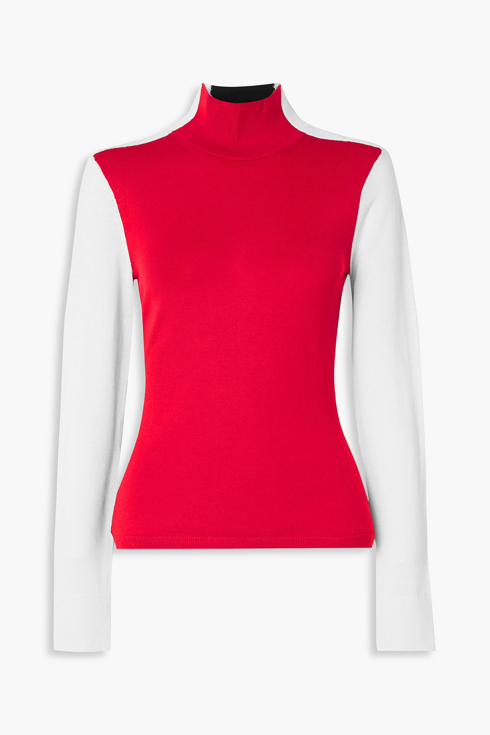 Erin Snow Rollkragenpullover Aus Merinowolle In Colour-block-optik In Rot
