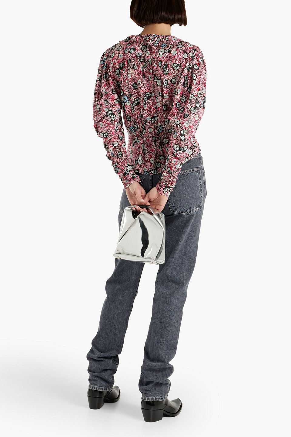ISABEL MARANT RUFFLED PRINTED SILK-BLEND CREPE BLOUSE