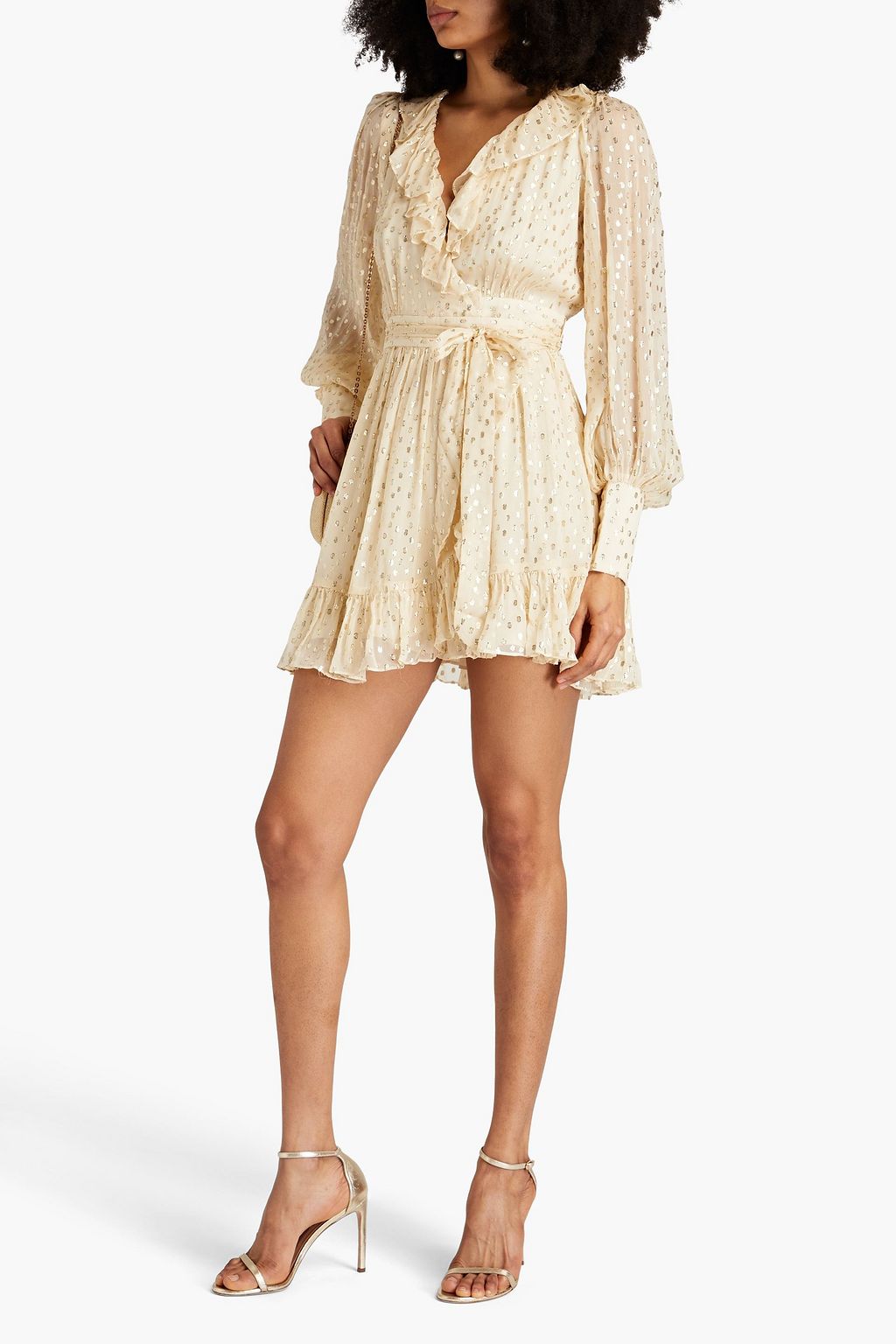 ZIMMERMANN Metallic fil coupé silk-georgette mini wrap dress