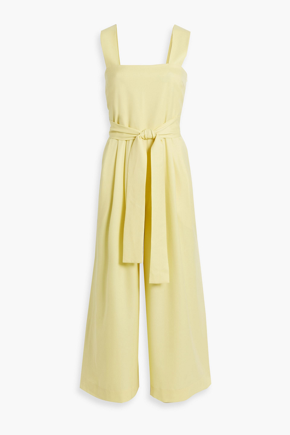 Pleated wool-twill wide-leg jumpsuit