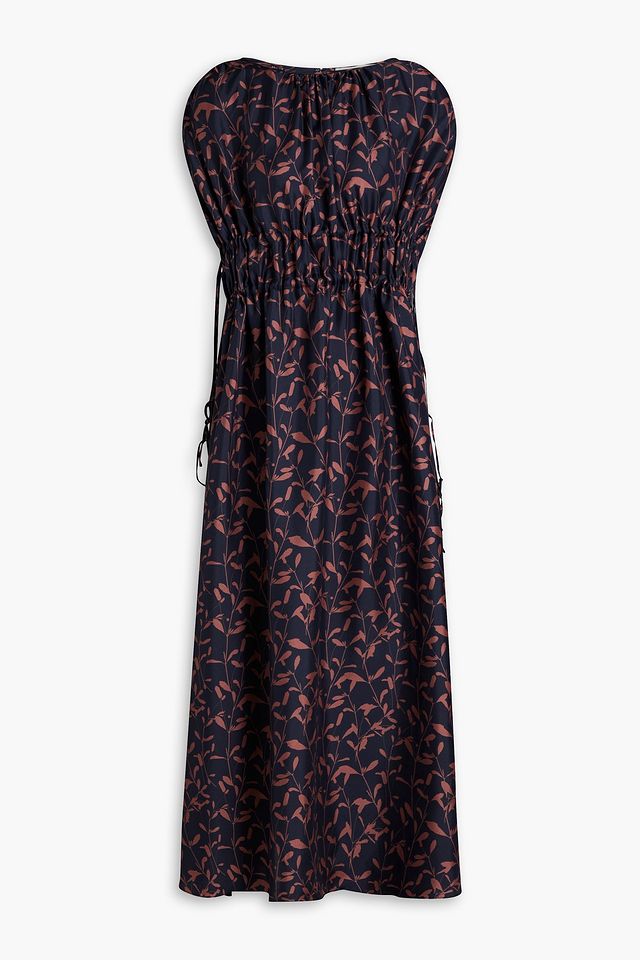 The Guilia gathered printed silk-twill maxi dress