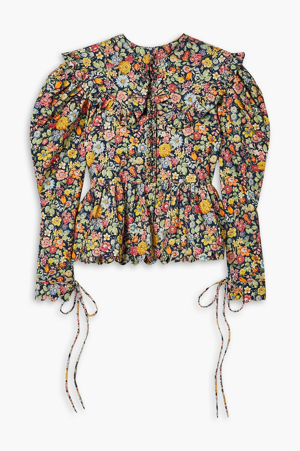 HORROR VACUI Lisi scalloped floral-print cotton-corduroy blouse