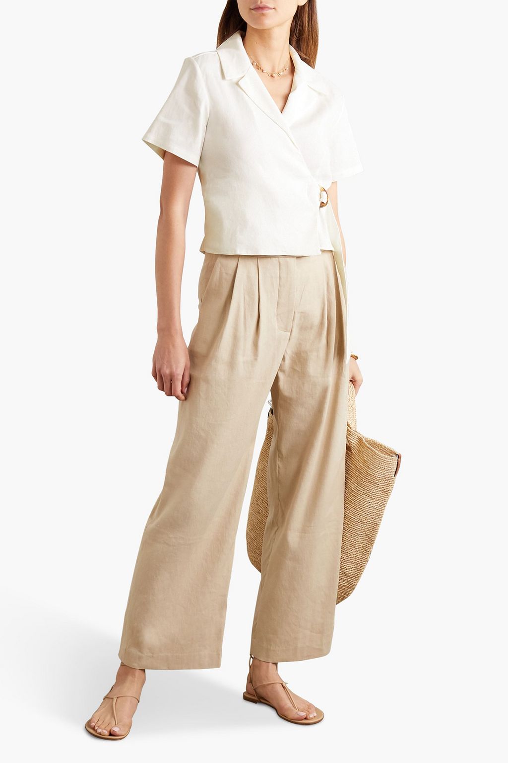 ANNA QUAN Ruby linenblend wrap top THE