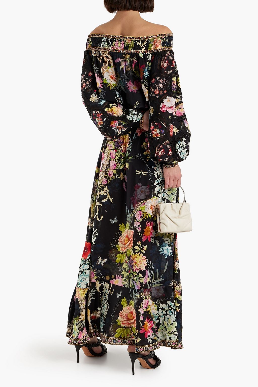 CAMILLA Off-the-shoulder crystal-embellished floral-print silk-chiffon maxi dress