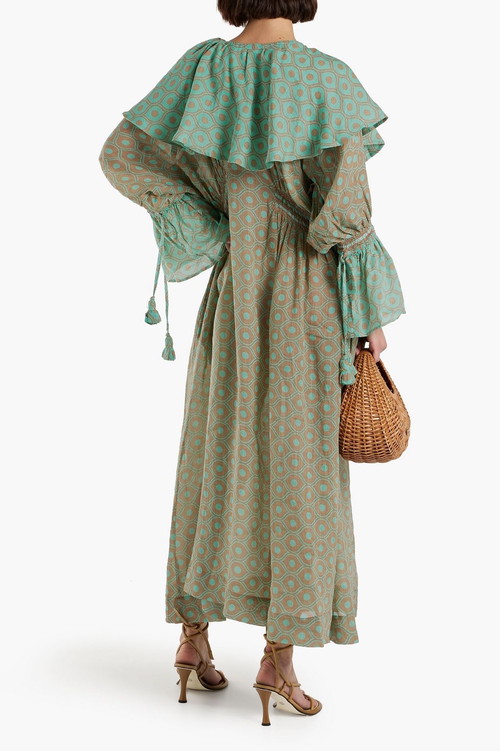 YVONNE S Ruffled printed linen maxi dress