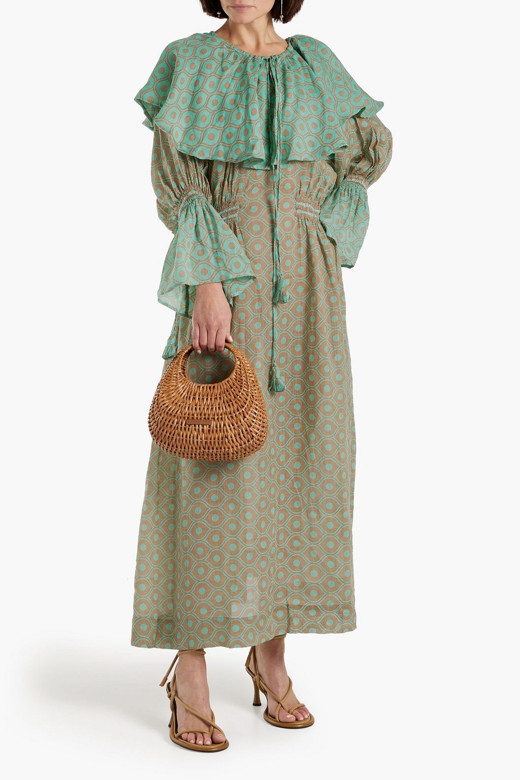 YVONNE S Ruffled printed linen maxi dress
