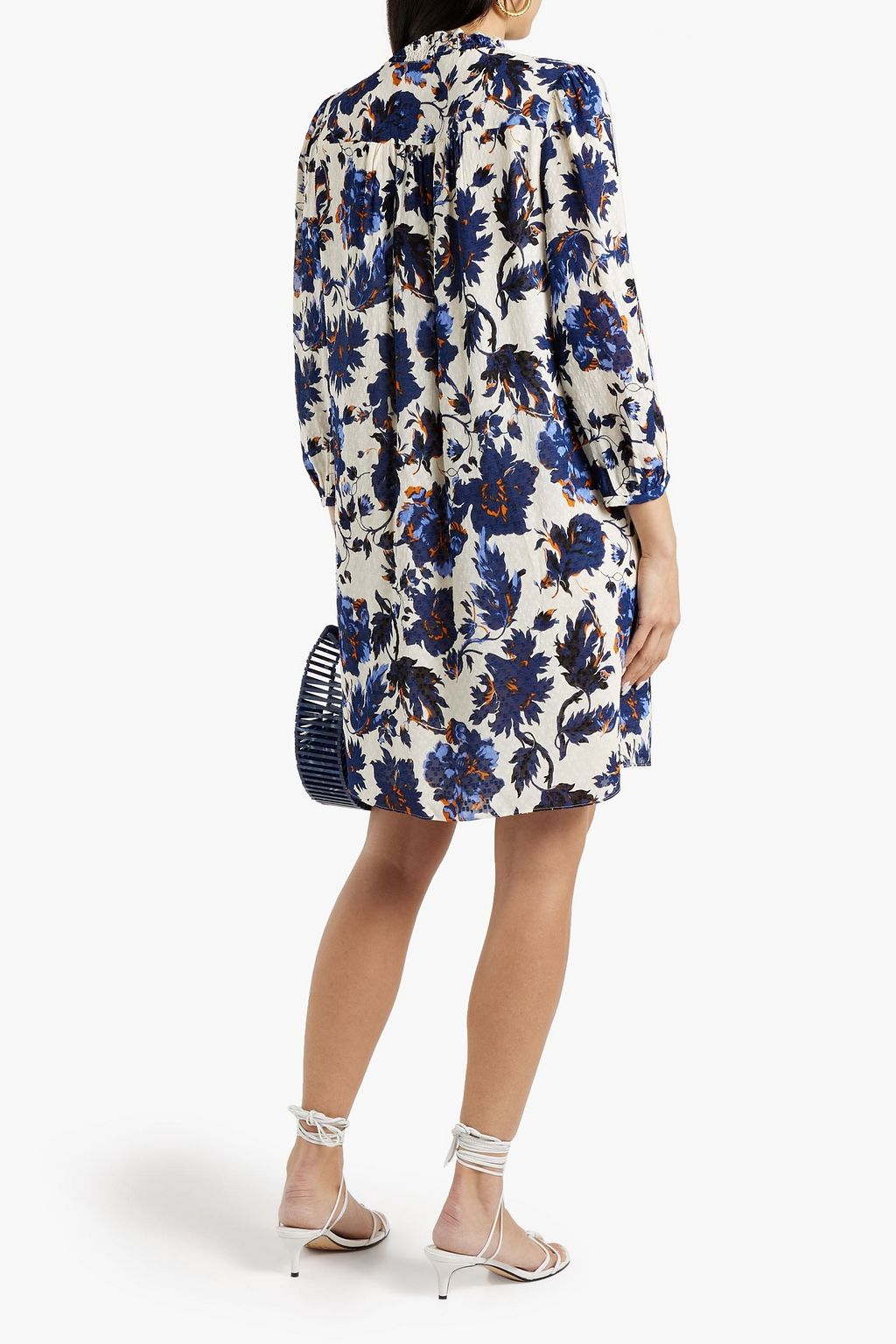 DIANE VON FURSTENBERG Layla pintucked floral-print fil coupé chiffon mini shirt dress