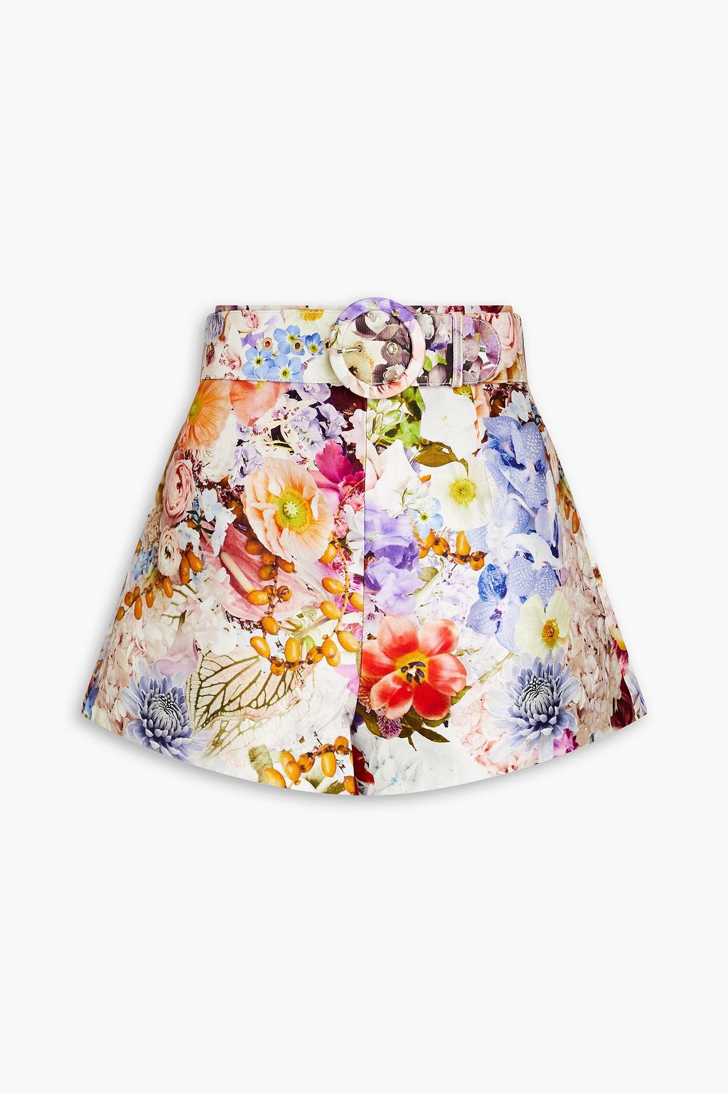 ZIMMERMANN Belted floral-print silk-satin shorts | THE OUTNET