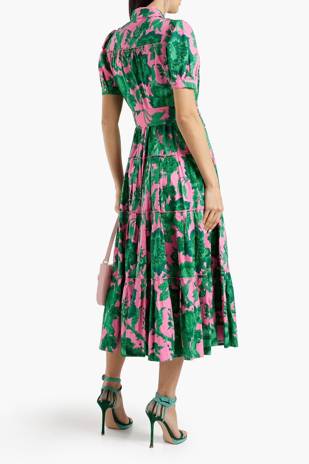 DIANE VON FURSTENBERG Queena tiered printed cottonpoplin midi shirt