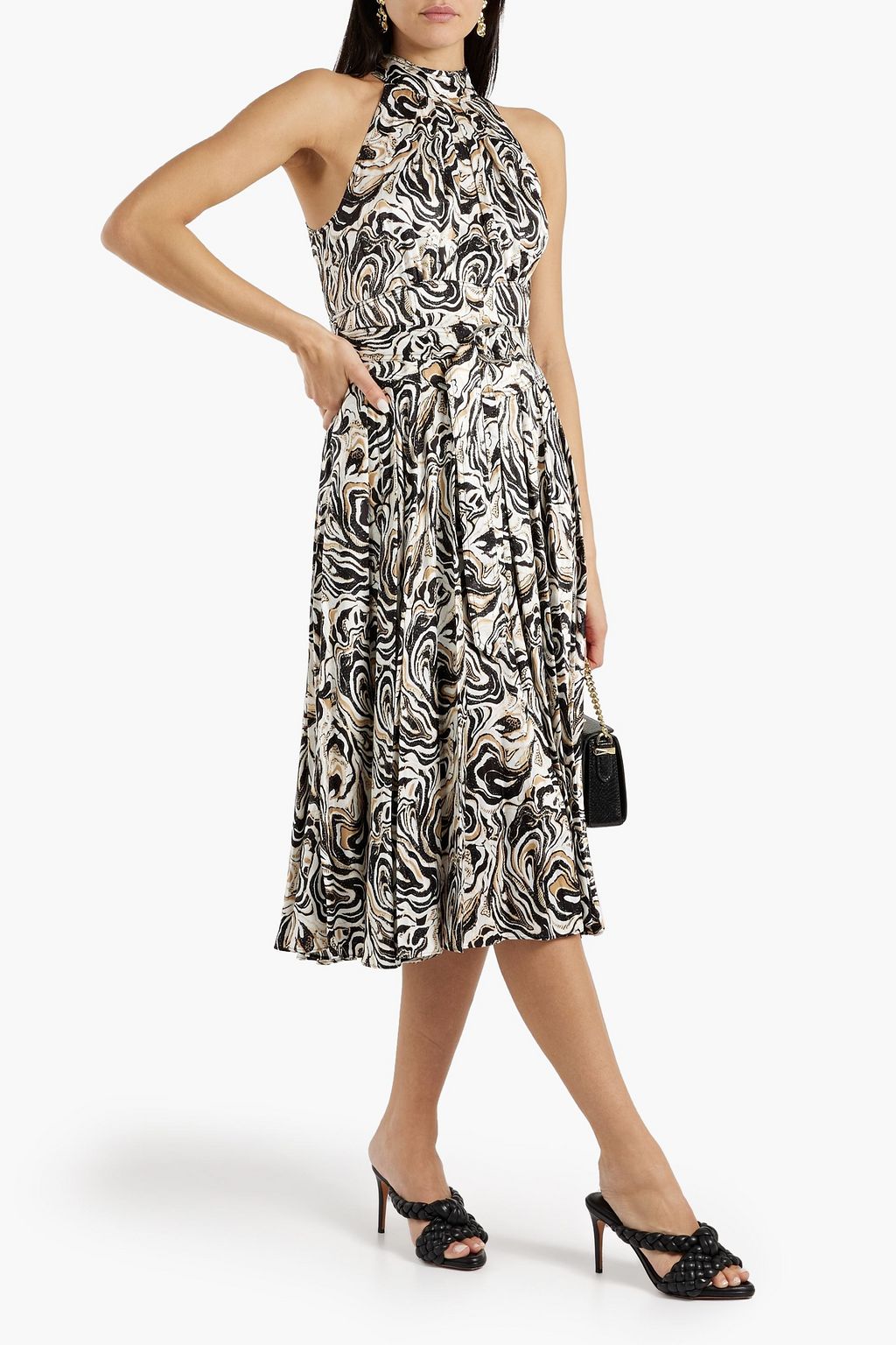 DIANE VON FURSTENBERG Nicola pleated printed satin-jacquard midi dress