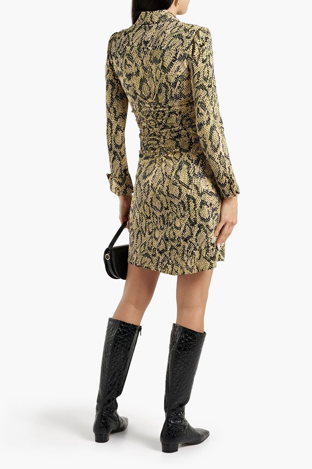 DIANE VON FURSTENBERG Sheska ruched printed jersey mini shirt dress