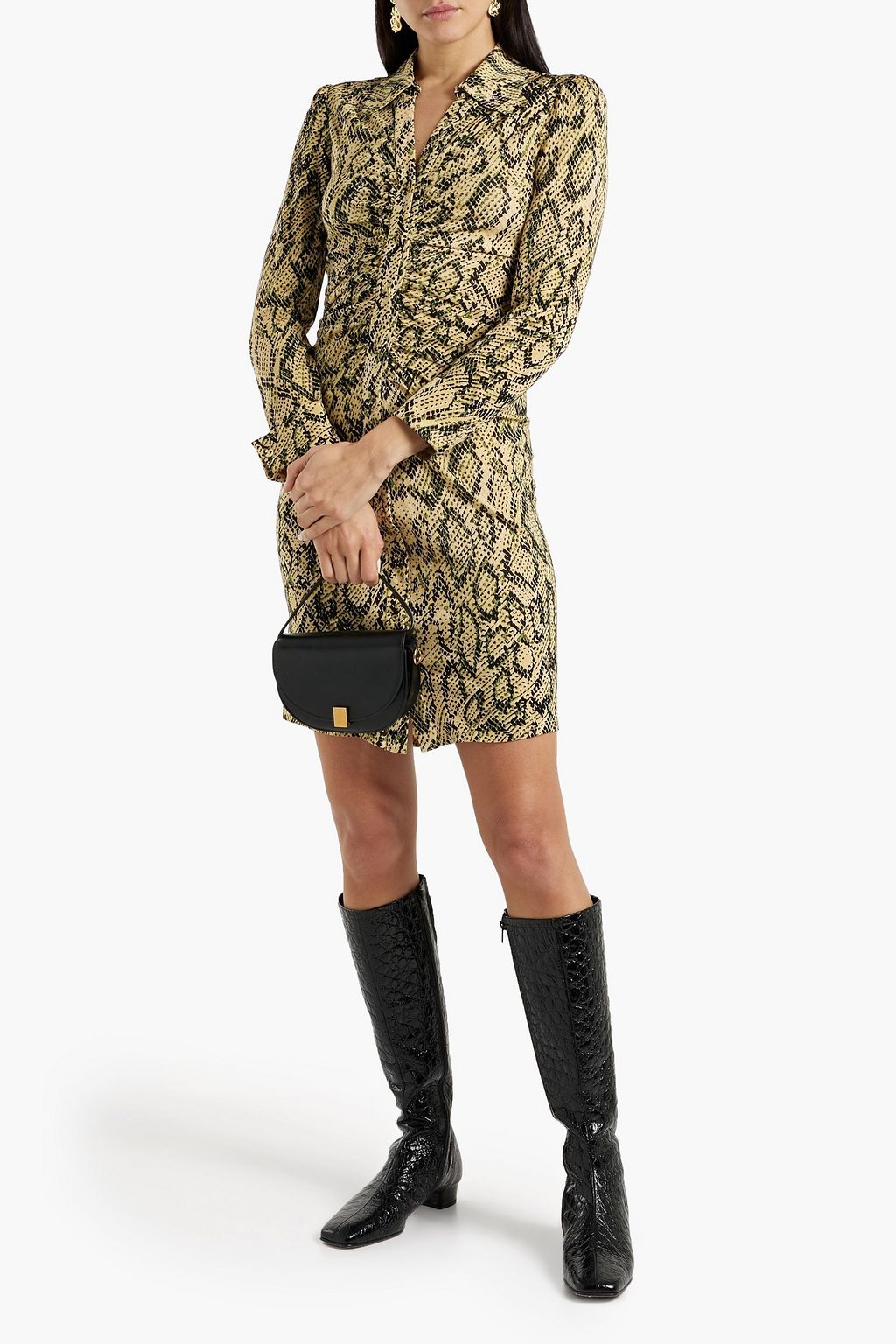 DIANE VON FURSTENBERG Sheska ruched printed jersey mini shirt dress