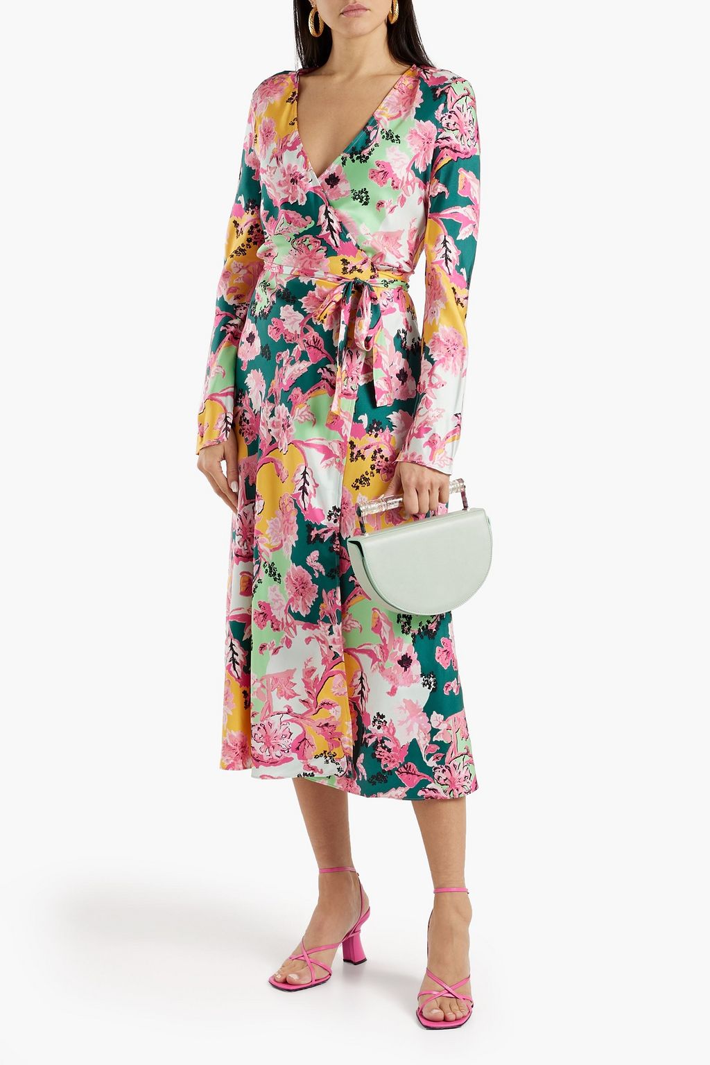 DIANE VON FURSTENBERG Tilly floral-print silk satin-twill midi wrap dress