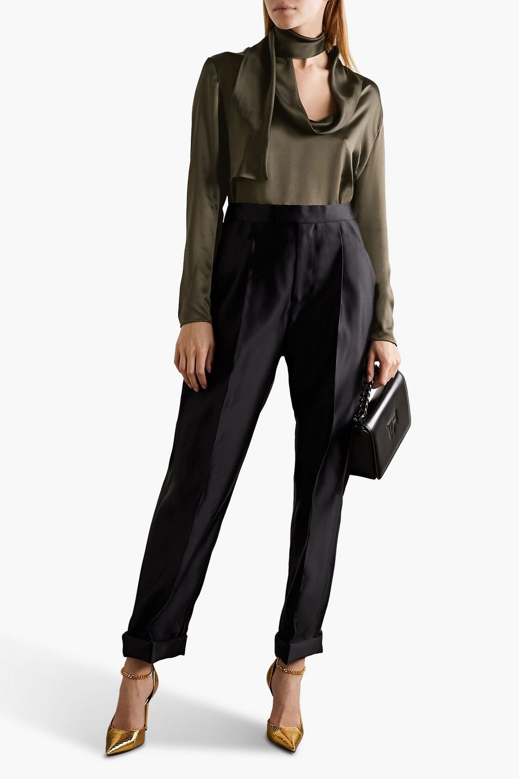 TOM FORD Draped silk-satin blouse