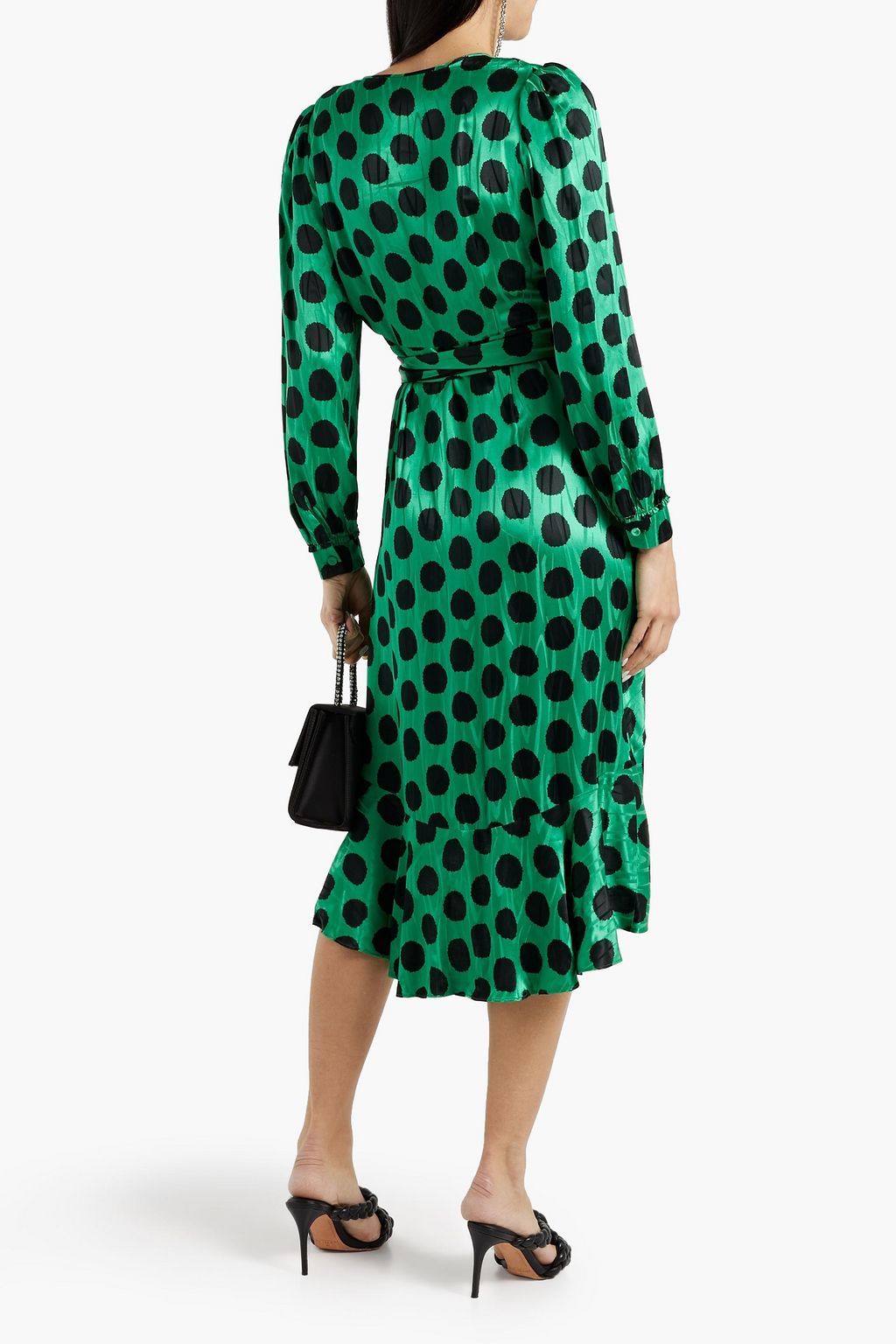 DIANE VON FURSTENBERG Porto fluted polka-dot satin-jacquard wrap dress
