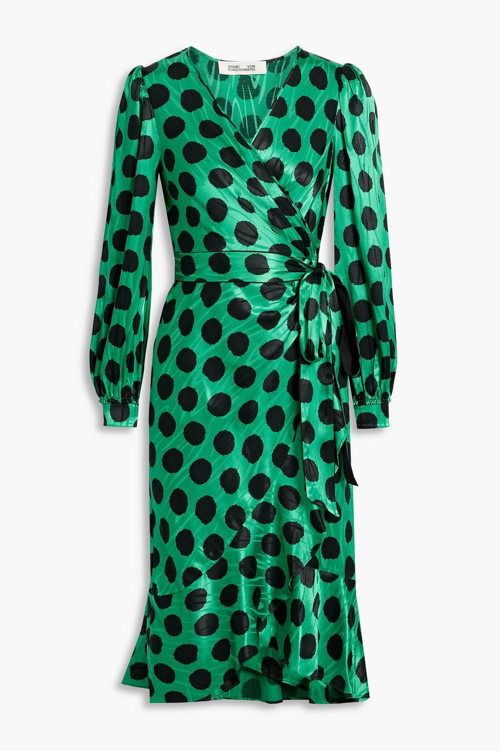 DIANE VON FURSTENBERG Porto fluted polka-dot satin-jacquard wrap