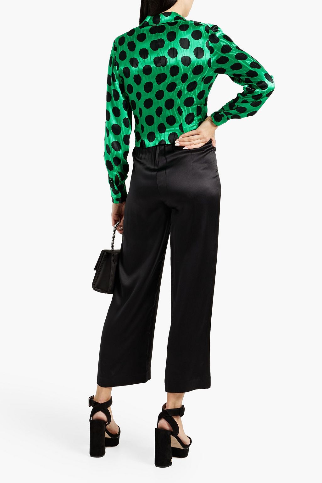 DIANE VON FURSTENBERG Vera wrap-effect polka-dot satin-jacquard blouse