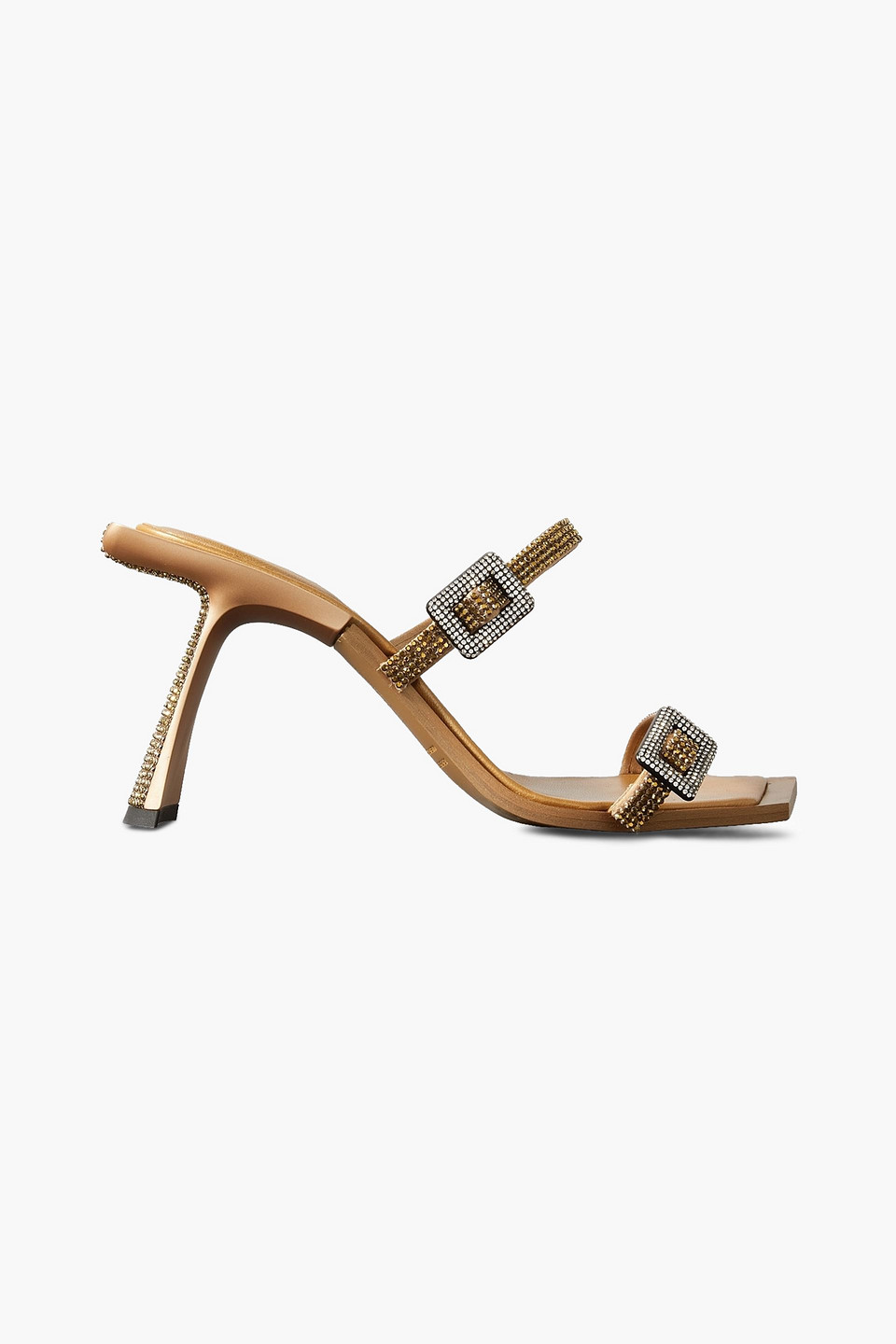 Benedetta Bruzziches Ewa Crystal-embellished Metallic Silk-satin Mules In Gold