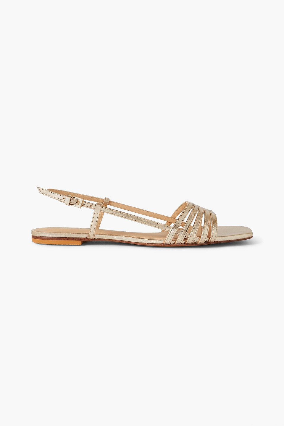 Reformation Millie Lattice Flat Sandals In Gold