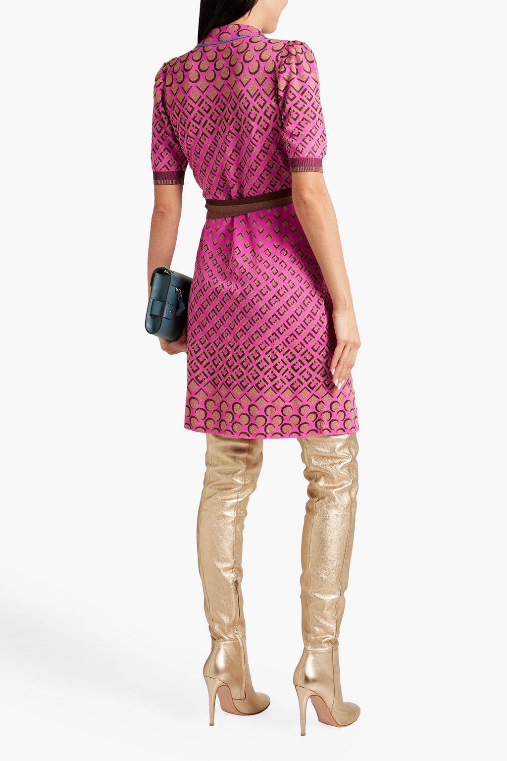 DIANE VON FURSTENBERG Metallic jacquard-knit wrap dress
